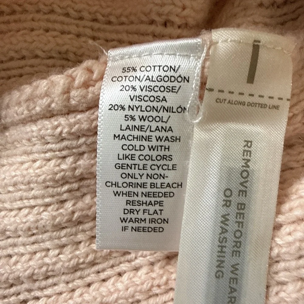 LOFT Women's Cable Knit Sweater Pink Petite Size L